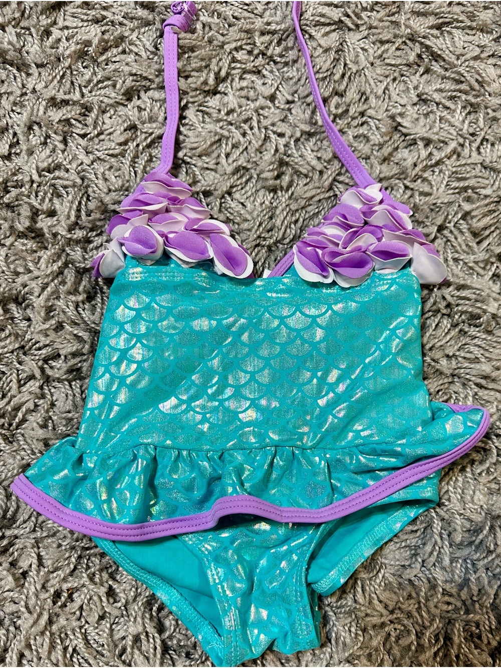 Floatimini Teal and Purple Mermaid-Scale One-Piece Swimsuit